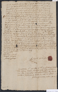 Deed of property in Wellfleet sold to Jeams (James) Cole of Eastham by Joseph Cole Jr. of Eastham
