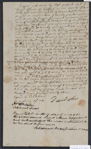 Deed of property in Wellfleet sold to Simon Newcomb of Wellfleet by David Atkins of Wellfleet
