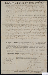 Deed of property in Wellfleet sold to Simon Newcomb of Wellfleet by Jemima Newcomb, Jesse Newcomb, Henry Stevens, and Rebecca Stevens of Truro