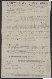Deed of property in Wellfleet sold to Simon Newcomb of Wellfleet by Jemima Newcomb, Jesse Newcomb, Henry Stevens, and Rebecca Stevens of Truro