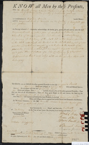 Deed of property in Barnstable sold to Benjamin Smalls of Harwich by Kimble Simons of Barnstable