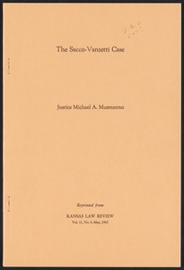 Herbert Brutus Ehrmann Papers, 1906-1970. Sacco-Vanzetti. Michael A. Musmanno. Box 13, Folder 15, Harvard Law School Library, Historical & Special Collections