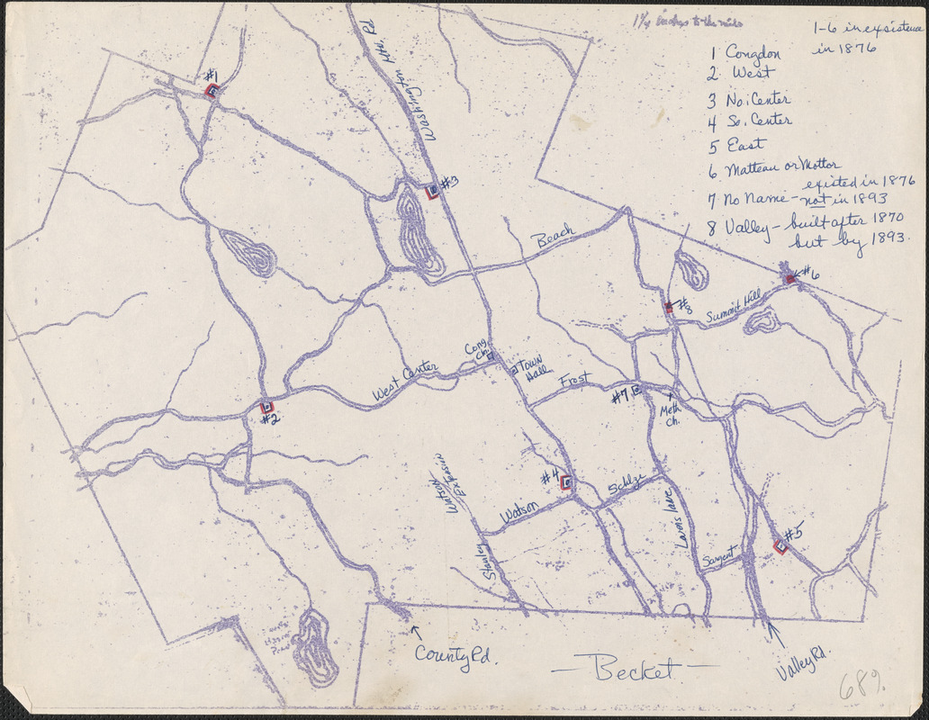 Map of Washington showing 19th Century School Locations