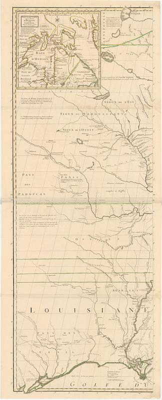 Amerique Septentrionale avec les routes, distances en miles, villages et etablissements françois et anglois