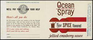Ocean Spray Jellied Cranberry Sauce New Spice Flavored Can Label
