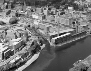 Close up of Downtown from junction of Merrimack and Concord Rivers