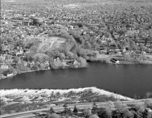 Looking south over Pawtucket Falls and Dam