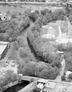 Close up of Pawtucket Canal at Canal Field