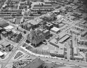 Looking west over City Hall area