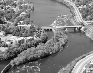 Close up of Northern Canal and School Street Bridge