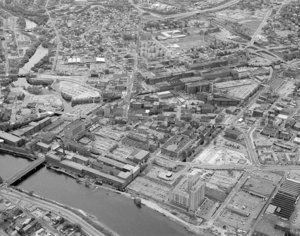 Looking over Boott Mills and Downtown to South Common