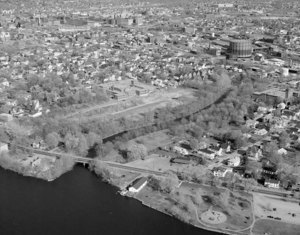 Looking from Merrimack River along Pawtucket Canal