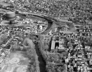 Close up of Pawtucket Canal area at Canal Field