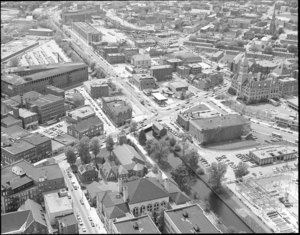 Close up of St. Anne's Church looking south over Dutton Street