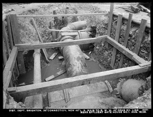 Distribution Department, Low Service Pipe Lines, 36-inch connection of new 48-inch low service main to Boston Water Works 48-inch Dean Road line, near Effluent Gatehouse No. 1, Brighton, Mass., Aug. 13, 1909
