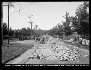 Distribution Department, supply pipe lines, 60-inch pipe trench, Section 8, Commonwealth Avenue, Brighton, Mass., Aug. 30, 1909