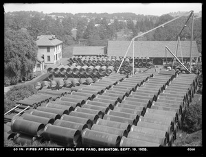 Distribution Department, Chestnut Hill Pipe Yard, 60-inch pipes, Brighton, Mass., Sep. 13, 1909