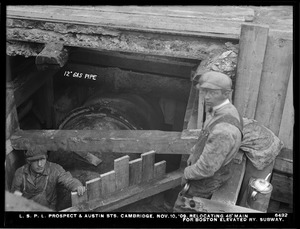 Distribution Department, Low Service Pipe Lines, Prospect and Austin Streets, relocating 48-inch main for Boston Elevated Railway subway, Cambridge, Mass., Nov. 10, 1909