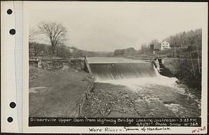 Gilbertville upper dam from highway bridge, looking upstream, Ware River, Hardwick, Mass., 3:25 PM, Apr. 11, 1931