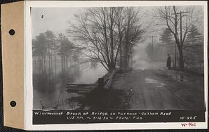 Winimusset Brook at bridge on Furnace-Oakham Road, New Braintree, Mass., 1:15 PM, Mar. 12, 1936
