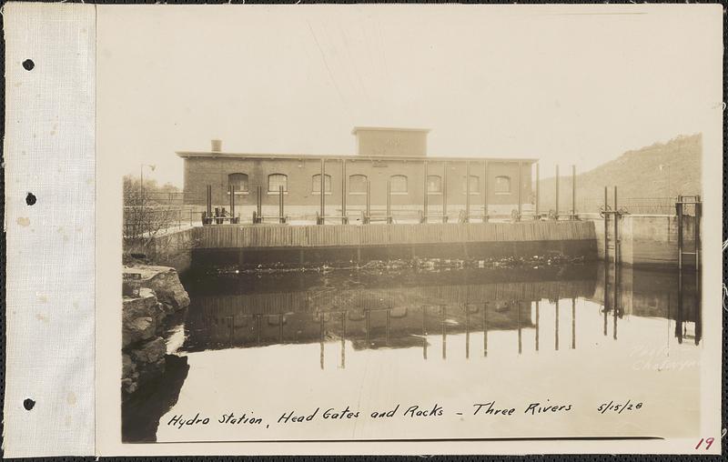 Three Rivers hydroelectric station, head gates and racks, Palmer, Mass