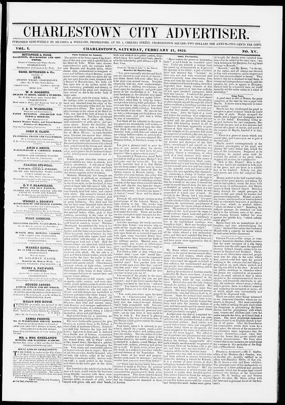 Charlestown City Advertiser, February 21, 1852 - Digital Commonwealth