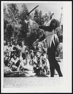 Their Fun: Bringing Back The 16th Century-- An amateur juggler demonstrate his skill before the costumed throng at California's annual Renaissance Faire on a ranch at Agoura, outside Los Angeles. The performed is Rod Hoeltzel, a fireman by trade, who takes part in the 16th century-style fun that features costumes of the era, sword fights and lute playing.