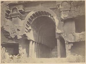Exterior view of Buddhist Chaitya Hall (Cave XII), Bhaja Caves, Pune District