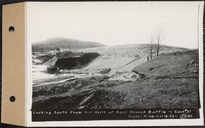 Contract No. 51, East Branch Baffle, Site of Quabbin Reservoir, Greenwich, Hardwick, looking south from hill north of east branch baffle, Hardwick, Mass., Nov. 18, 1936