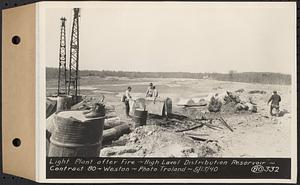 Contract No. 80, High Level Distribution Reservoir, Weston, light plant after fire, high level distribution reservoir, Weston, Mass., May 13, 1940