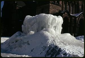 Frozen fountain in front of Trinity Church, Boston