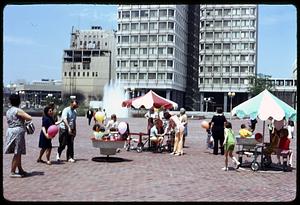 Children on rides, Boston City Hall plaza