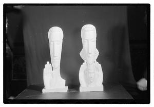 Modern art c/o Collier Copies of oils & watercolor & 2 statues