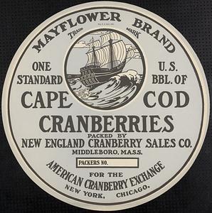 Mayflower Brand Cape Cod Cranberries 100 lb. Barrel Label