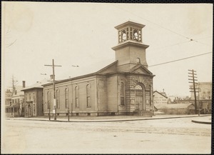Old church, old police station, Washington Street at Newton Corner. Newton Corner, Newton, MA