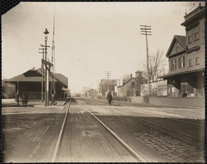 Old station, Boston & Albany Railroad, train station. Newton Corner, Newton, MA