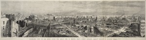 Panoramic view of the ruins after the Great Fire in Boston, from a point opposite Trinity Church in Summer Street