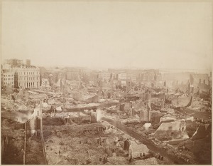 Ruins of the Great Fire in Boston, 1872. Post office on left