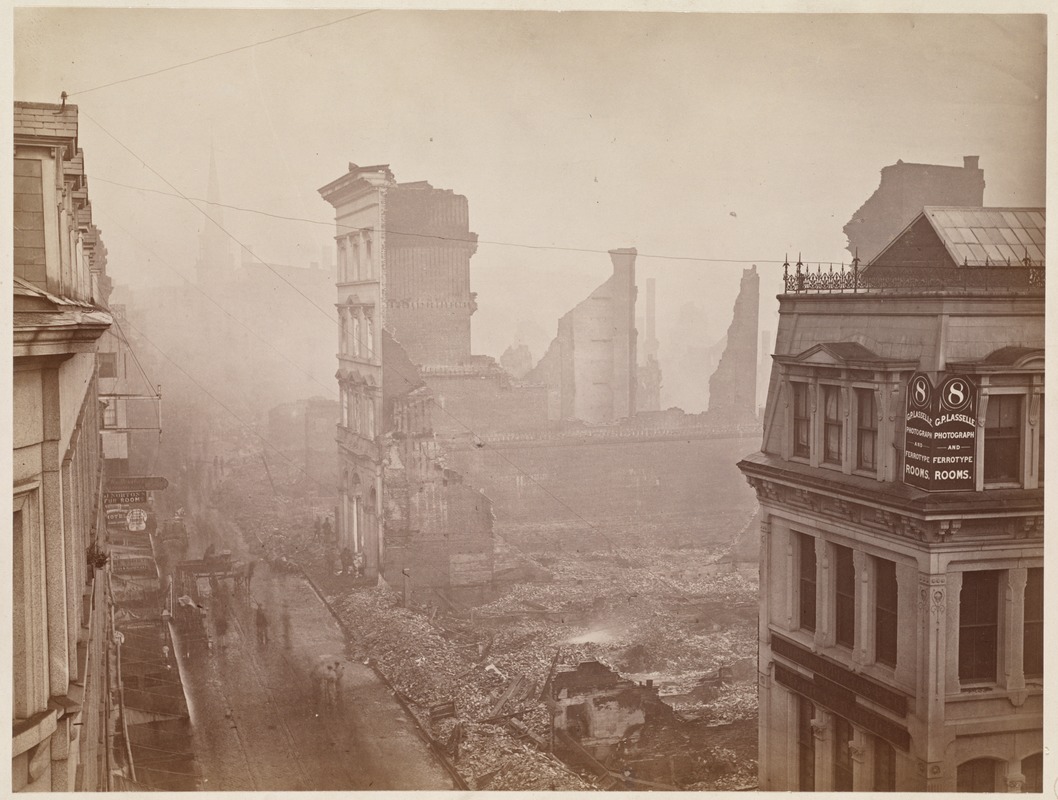 Washington St. north from Winter (Old South Meeting House in background)