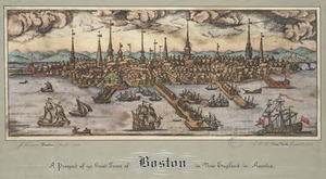 A prospect of ye great town of Boston in New England in America