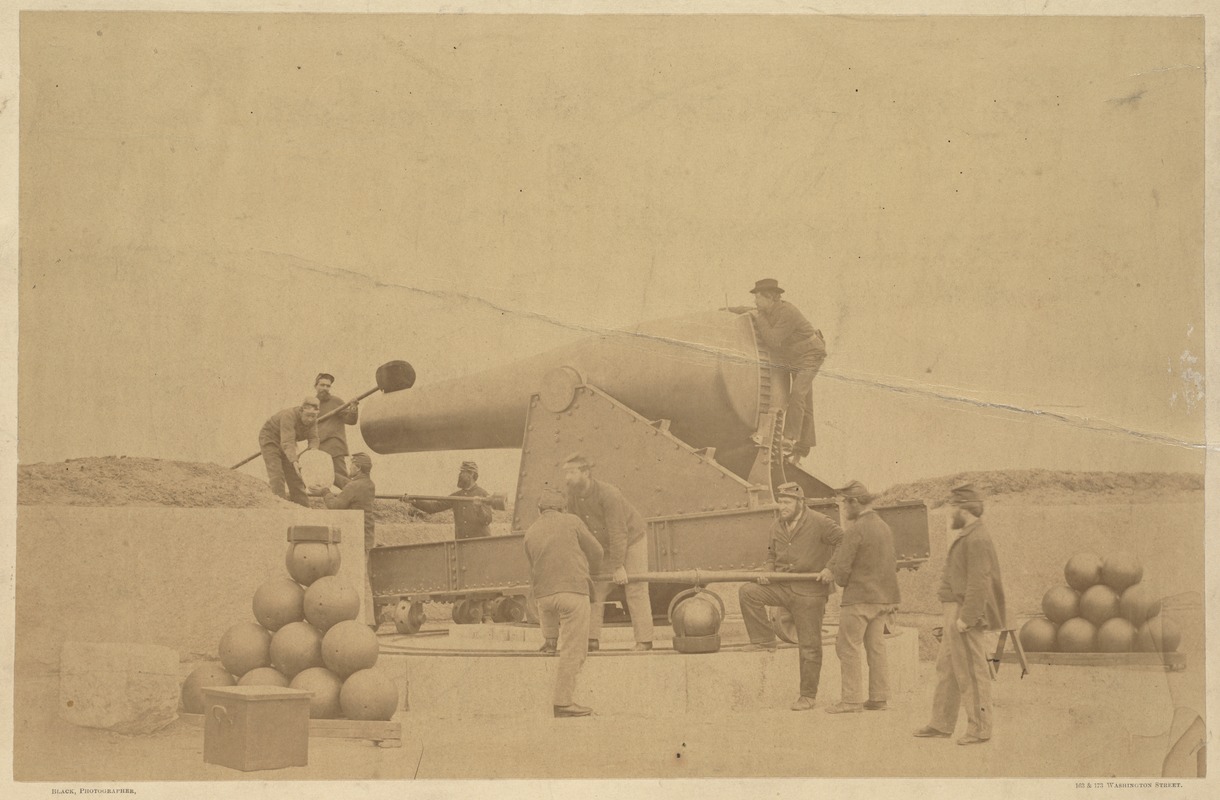 View of the 15 inch gun, Fort Warren, 1864