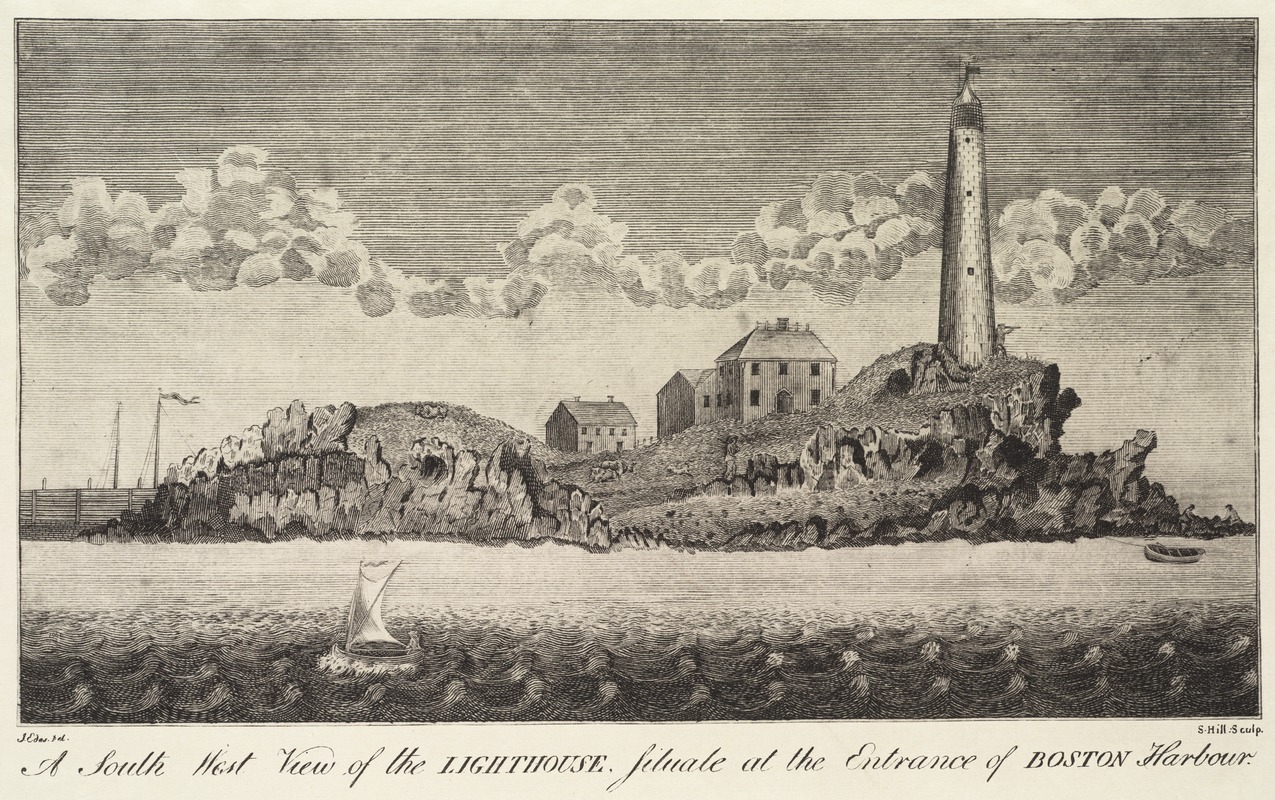 A south west view of the lighthouse, situate at the entrance of Boston Harbour