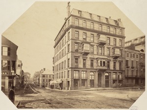 Tremont St. before widening, 1859. Looking south from Boylston St.