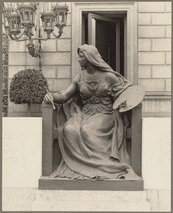 Sculpture by Bela Lyon Pratt outside the Boston Public Library. "Art"