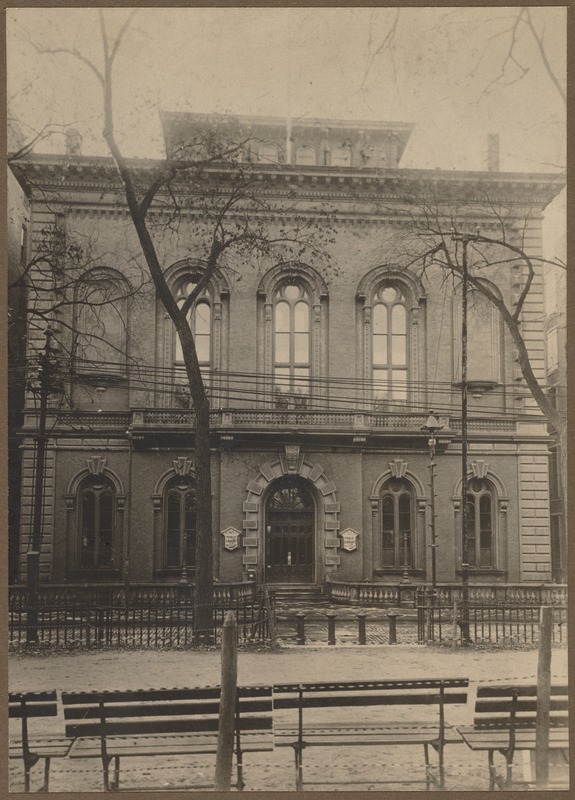 Exterior view of the old Boston Public Library on Boylston Street, built 1858