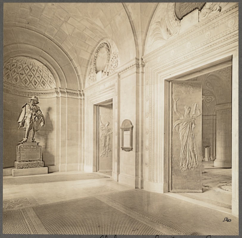 Governor Vane statue and bronze doors by Daniel Chester French