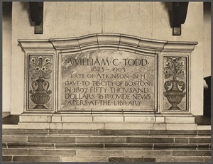 Boston Public Library, Copley Square. Newspaper room: William C.Todd memorial tablet