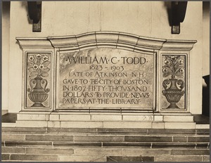 Boston Public Library, Copley Square. Newspaper room: Todd memorial tablet