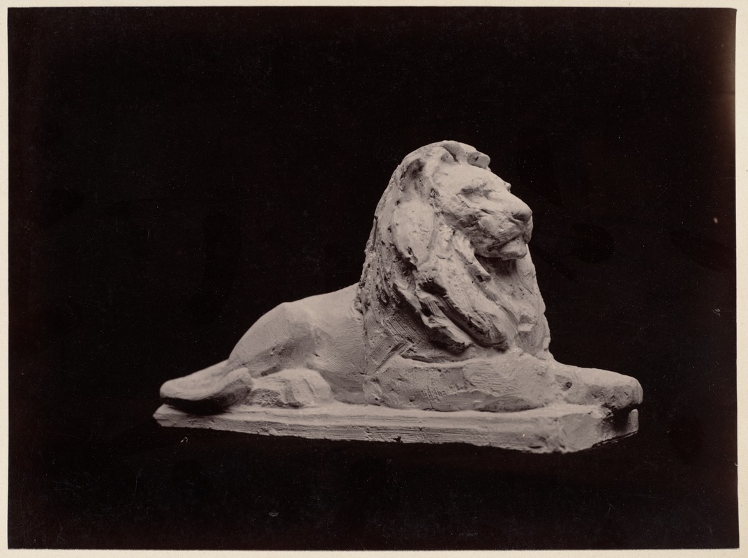 Plaster model of Louis Saint Gaudens lion statue, side view