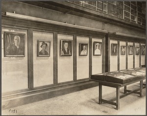 Boston Public Library, Copley Square. Fine arts exhibition room: Exhibition of workers' portraits by Gerrit A. Beneker